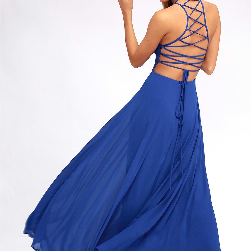 Lulu’s Strappy to Be Here Royal Blue Maxi Dress
